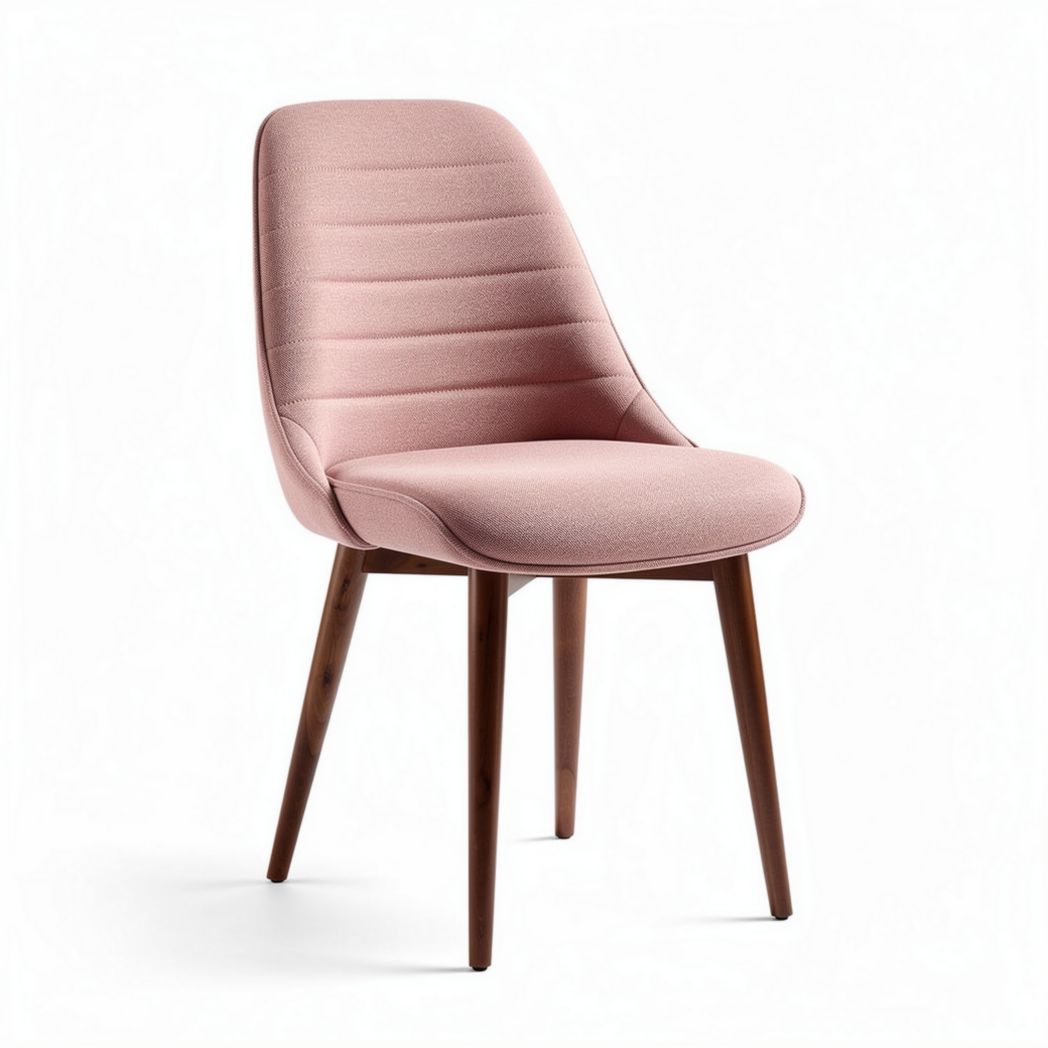 Upholstered dining chair in pink fabric with wooden legs 45 x 50 x 85cm
