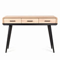 Wooden writing desk with three drawers and black metal legs 120 x 60 x 75cm