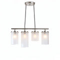 Four-light pendant light fixture with frosted glass shades and brushed nickel finish 30 x 15 x 25cm