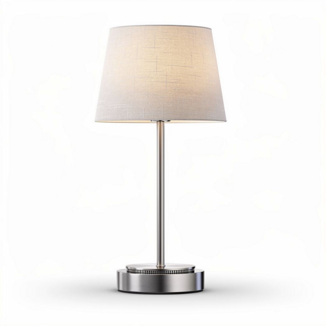 Table lamp with fabric shade and stainless steel base 30 x 30 x 50cm