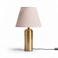 Ceramic table lamp with striped fabric shade 15 x 15 x 30cm