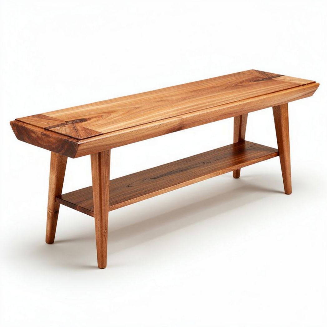 Wooden coffee table with lower shelf for living room 120 x 40 x 45cm