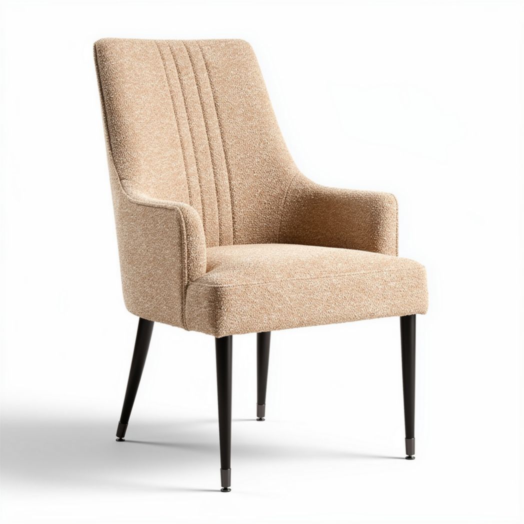 Textured fabric accent chair with tapered legs in tan 65 x 60 x 85cm